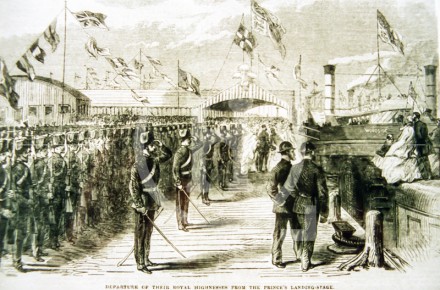 Royal party at Princes Landing stage, 1865